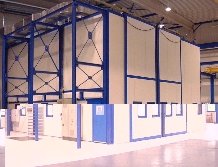 Außenansicht Großraumlackier- und Trockenkabine